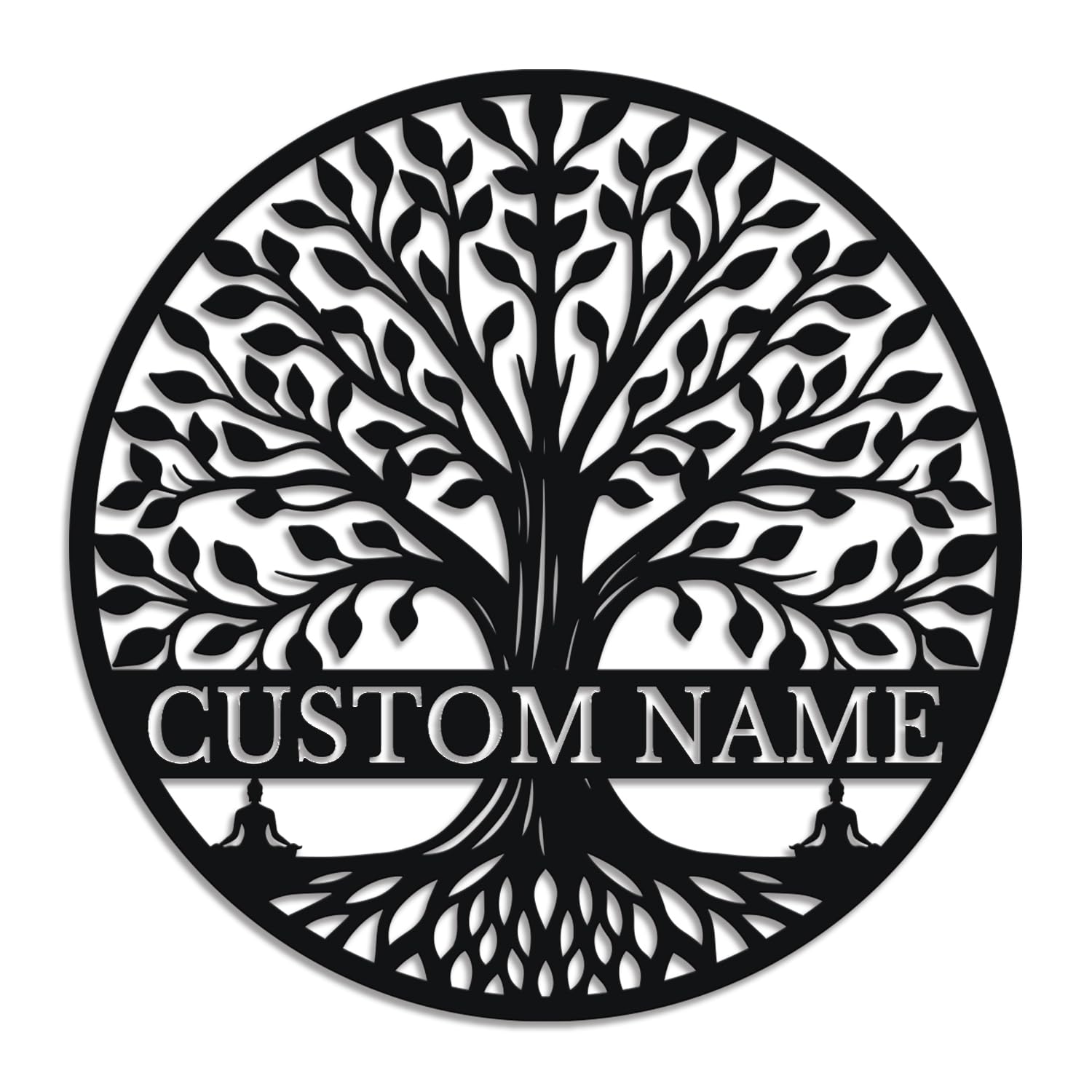 Herbraa Style-2 Personalized Tree Of Life Metal Sign, Custom Family Name Wall Art, Ancestry Surname Decor, Indoor Outdoor Hanging, Wedding Gift Idea, Rustic Family Tree Plaque (Style-2)