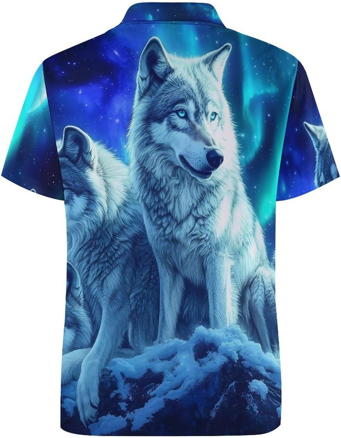 Wolves Northern Lights Womens Golf Polo Shirts Summer Short Sleeve Collared 3 Buttons T Shirt Activewear Tops