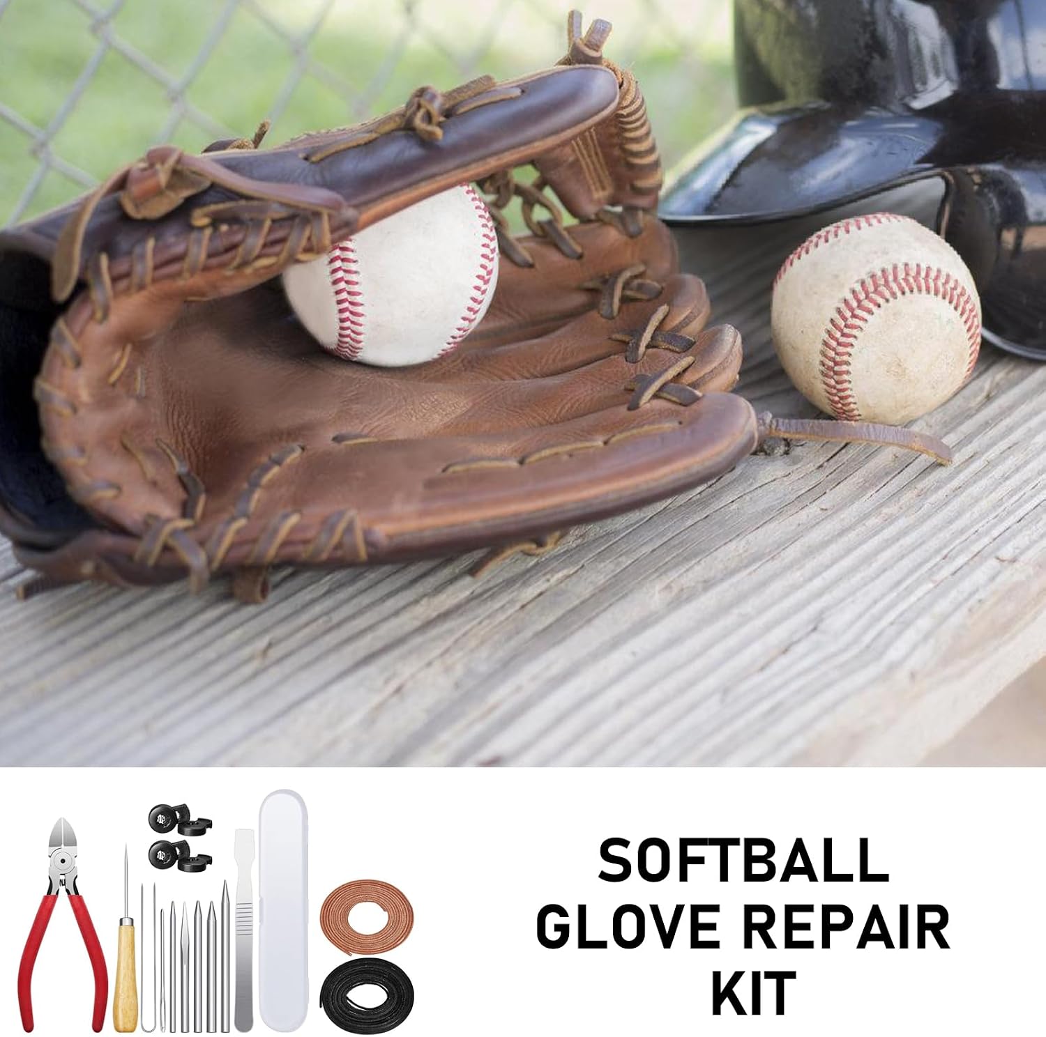 16 Pcs Glove Relacing Kits for Softball Mitts Repair Glove Lock Lacing Tool Baseball Glove Care Kits Lacing Needle