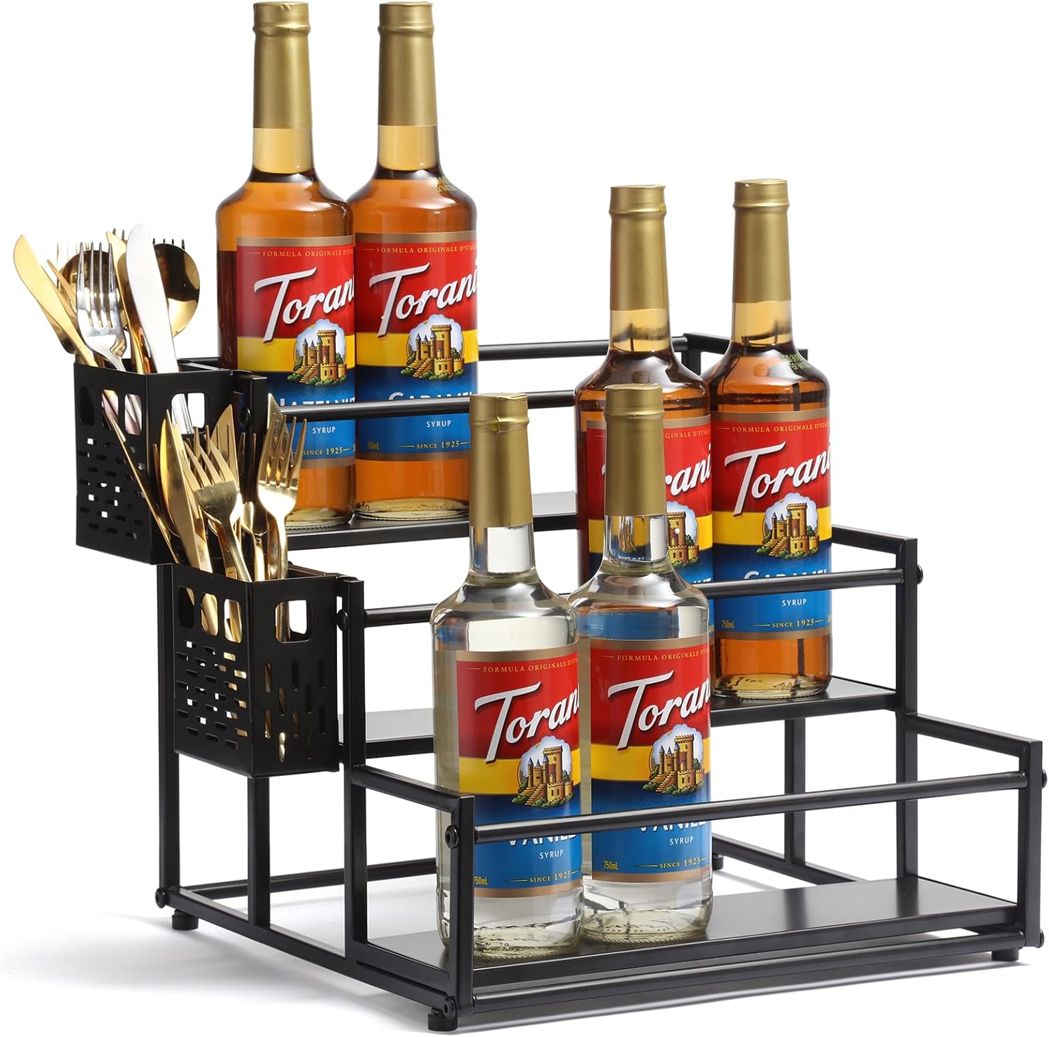mankayoo 3 Tier Coffee Syrup Rack Organizer, Syrup Bottle Holder for Coffee Bar, 12