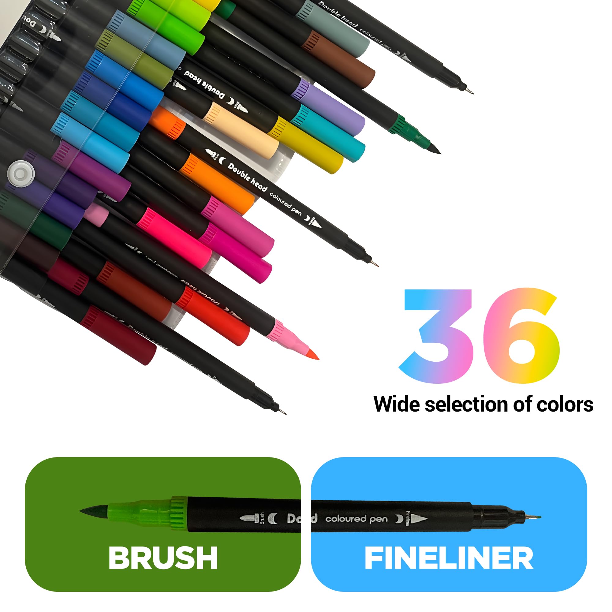 FATASH 36 PCs Dual Tip Brush Colouring Pens Set, 1 count (Pack of 36) - Image 4