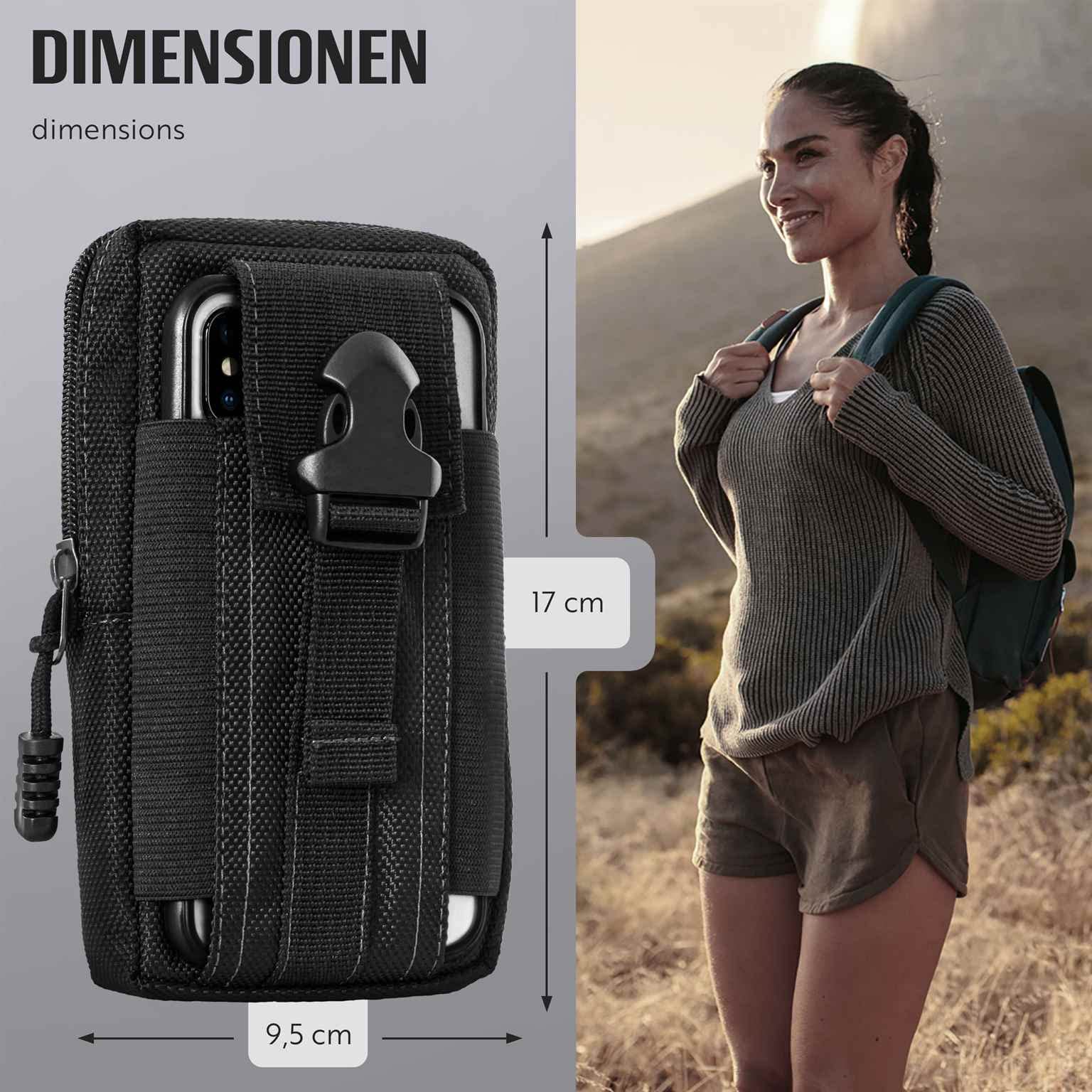 ONEFLOW Survival Case do Samsung Galaxy S24 Ultra pokrowiec na pasek z nylonu z karabińczykiem, taktyczna torba EDC z uchwytem na pasek, etui na telefon komórkowy, etui na telefon komórkowy, czarne