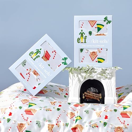 Vista 61 de Kitsch x Elf - Funda de almohada de satén con cremallera de tamaño queen/estándar, para el cabello y la piel, funda más suave que la seda, lavable a