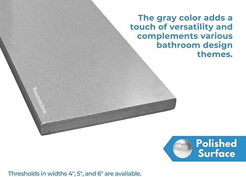 Miniatura 4 de Borde de ducha de 60 pulgadas  Umbral de mármol de ingeniería gris concreto para sistemas de bandeja de ducha Schluter Kerdi y azulejos Redi (3 x 60