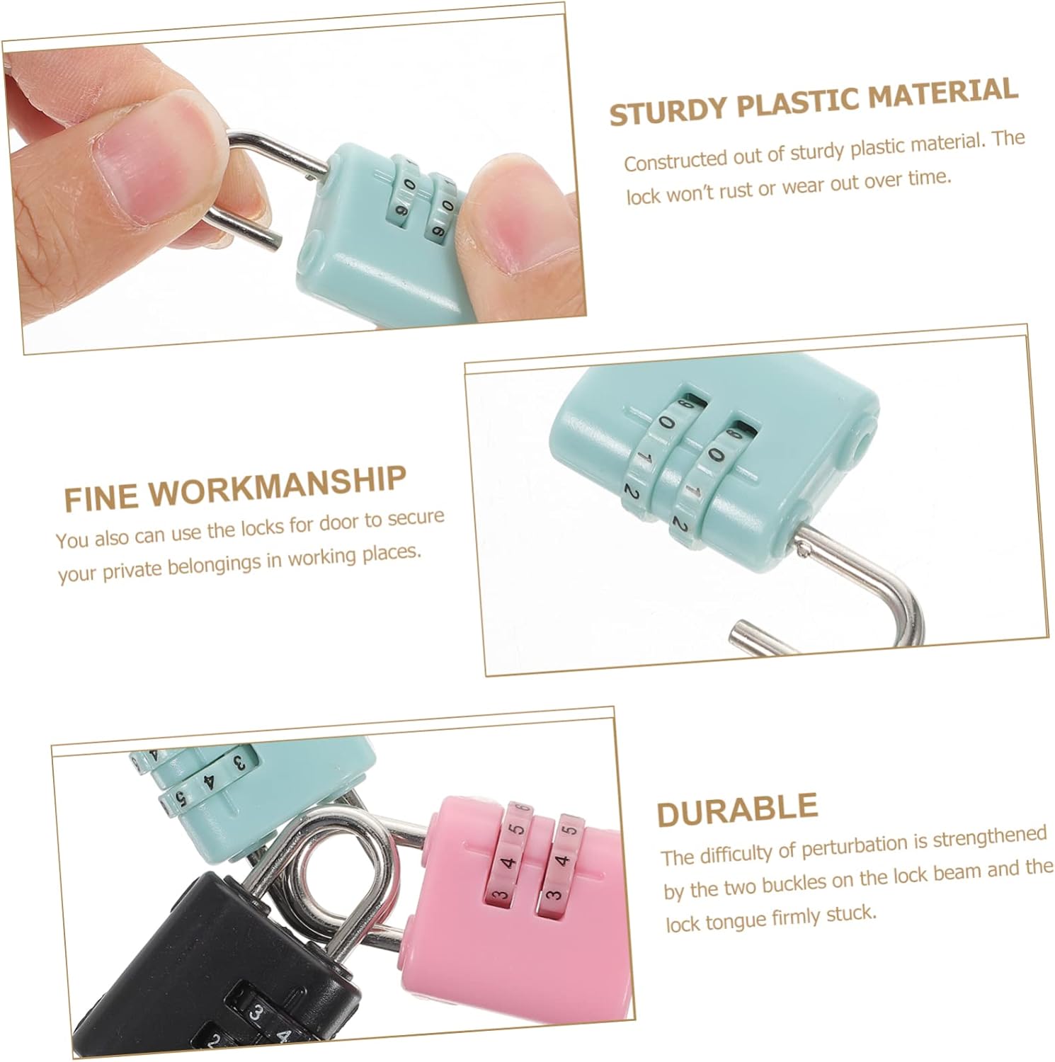 Set of 6 Cartoon Children Pad Locks Lightweight Small Combination Password Locks for School Lockers Mailboxes and Home Supply