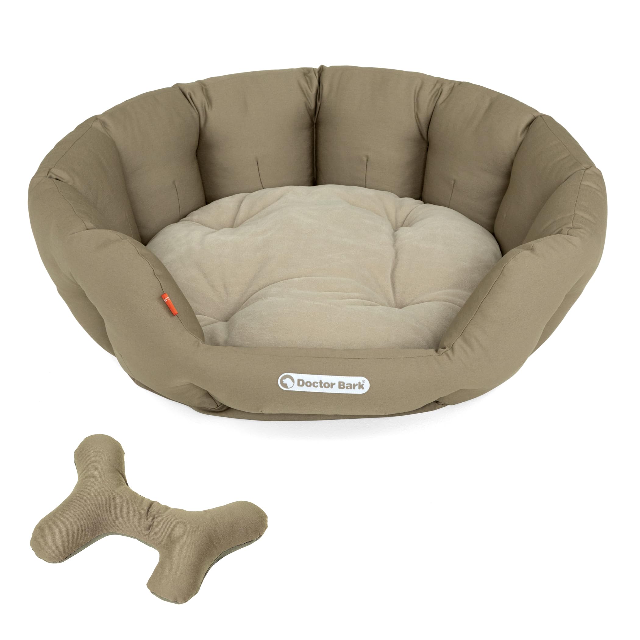 Doctor Bark Cesta Redonda para Perros Grandes, Cama para Perros Grandes, Cama con cojín Reversible Mullido, ortopédica, Lavable hasta 95 °C (l – 60 x 50 cm, marrón Dorado)