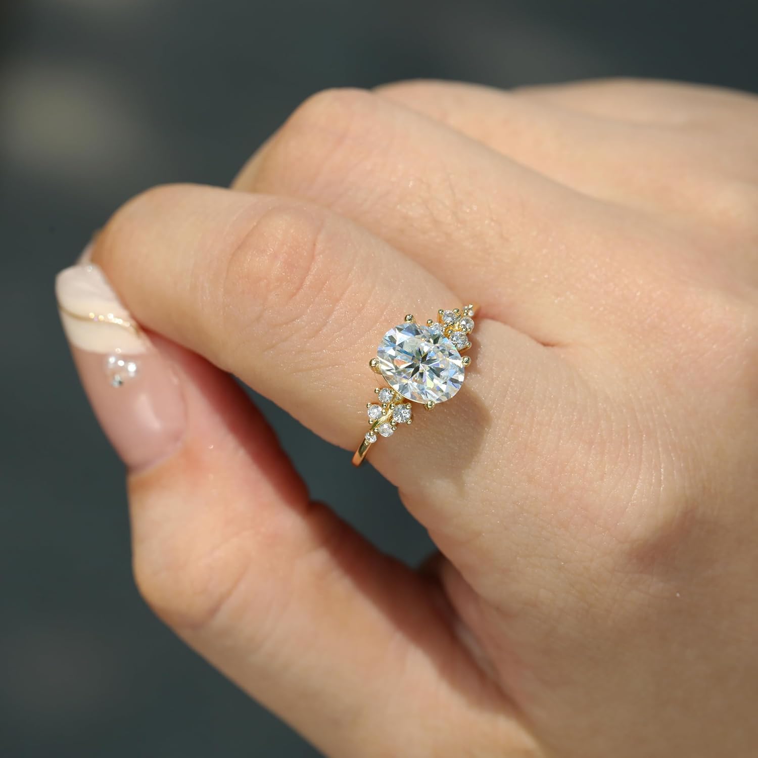 14K Gold Plated Moissanite/Cubic Zirconia Wedding Band 925 Sterling Silver 1ct/2ct/3ct Oval CZ Engagement Eternity Ring Jewelry for Her Women Size 5-9 - Image 2