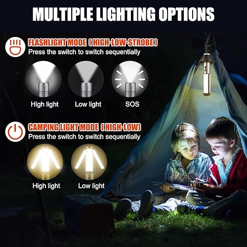 Miniatura 3 de Luz de camping recargable de 3000 mAh con soporte de 10 W de potencia máxima, luz de trabajo inalámbrica con 3 cabezales de lámpara LED, linterna de