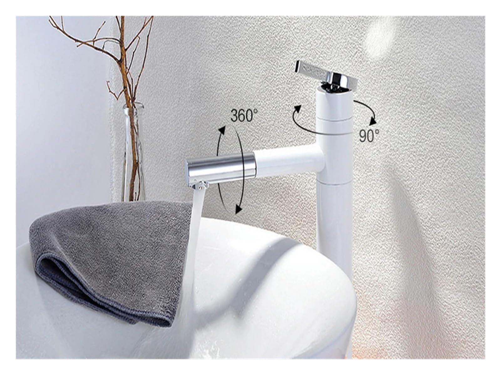 Baterie łazienkowe Bateria umywalkowa wyciągana Bateria zlewozmywakowa Baterie umywalkowe 360°(White Chrome Faucet)