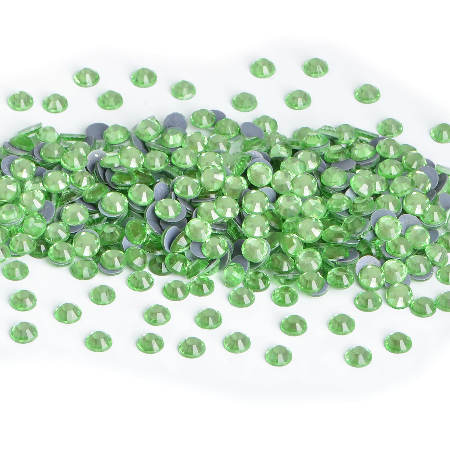 NCB 2880pcs Iron on Crystal Rhinestones Round Gems for Crafts Decoration DIY Jewelry Making (Peridot, SS16 3.8mm)