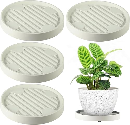 Miniatura 1 de 4 paquetes de 12 pulgadas para plantas con ruedas ocultas, soportes rodantes para plantas móviles de alta resistencia, platillo para macetas, base