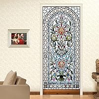 Vista 22 de KACOLOR Calcomanía 3D para puerta de dormitorio, sala de estar, baño, 2 calcomanías de pared, autoadhesivas, impermeables, extraíbles, murales