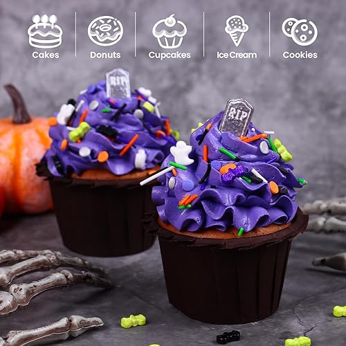 Miniatura 3 de Gránulos de Halloween para decoración de pasteles de 4.2 onzas, gránulos de Halloween para decoración de cupcakes, helado, dulces, galletas,