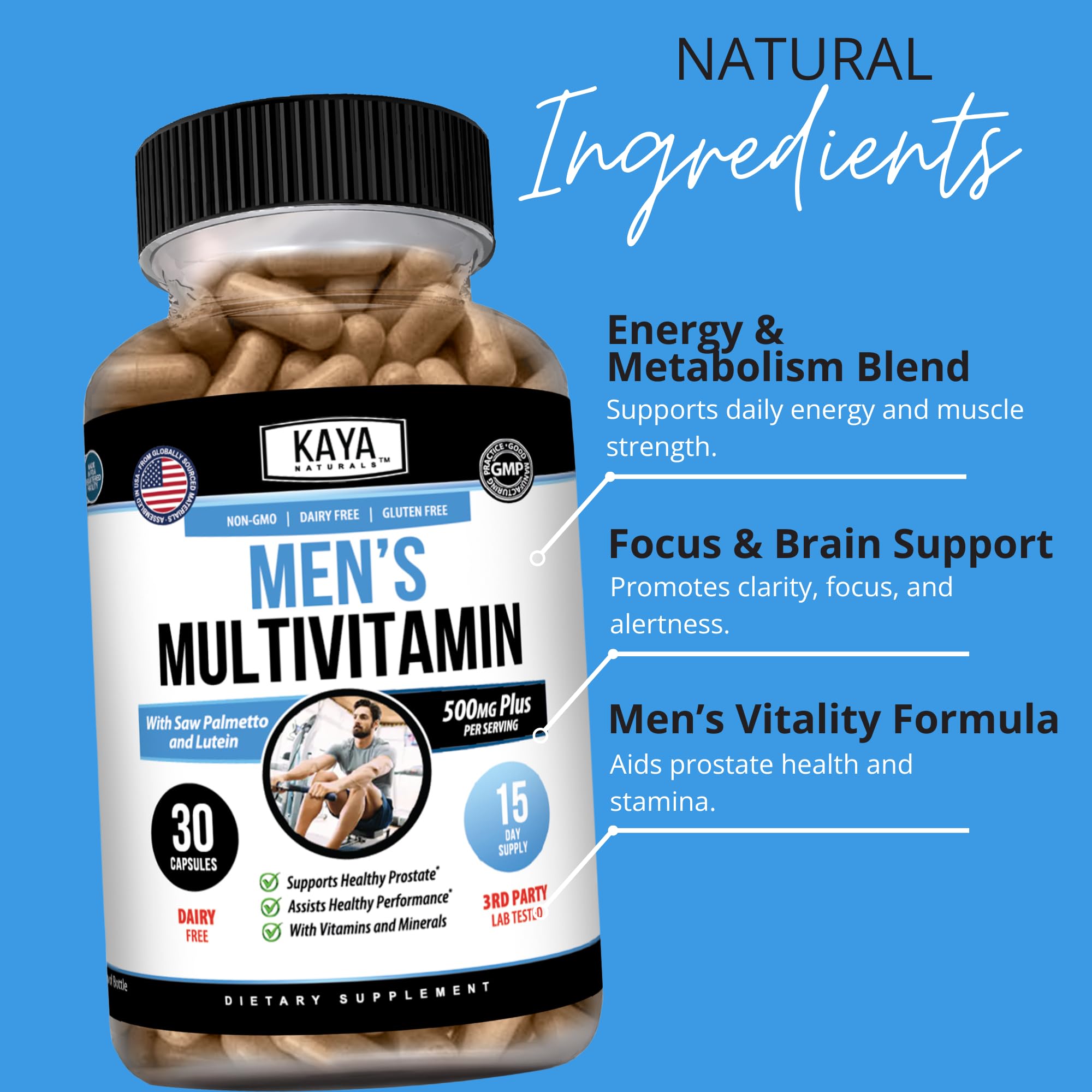 Kaya Naturals Men’s Multivitamin with Saw Palmetto & Lutein, 30 Capsules — Amazon image 5