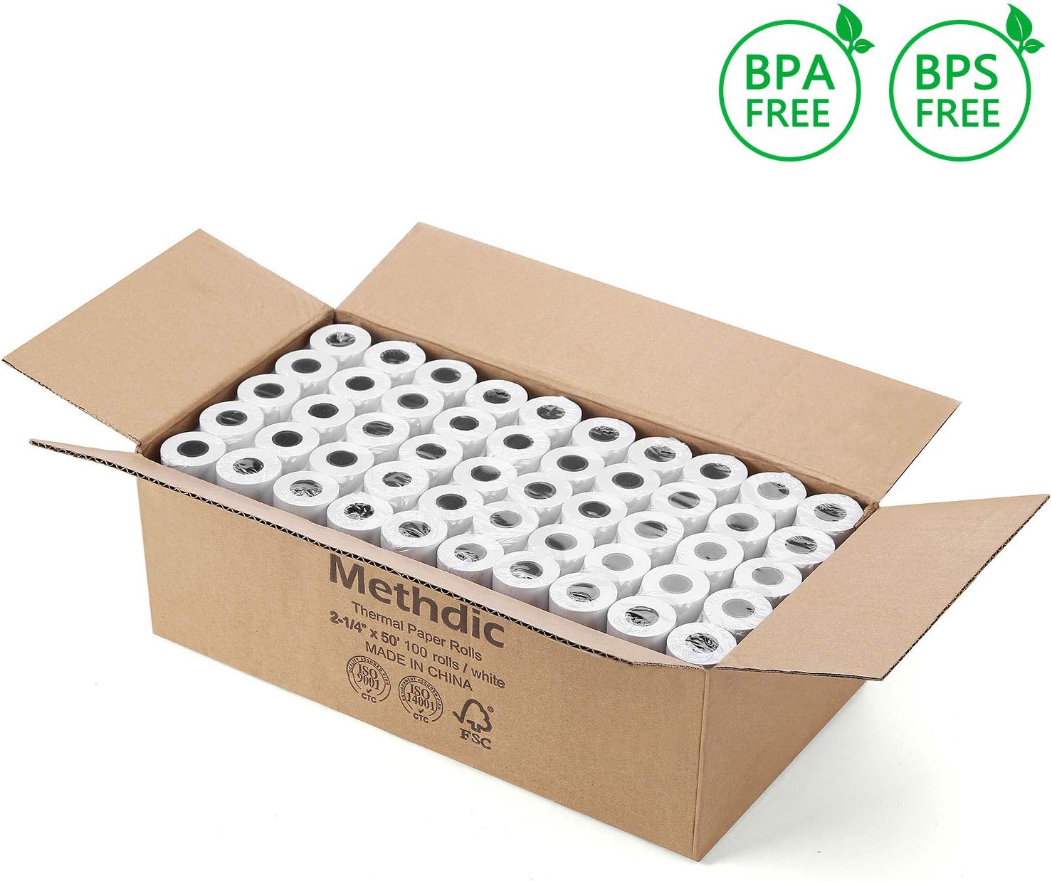 Methdic Coreless Thermal Paper Rolls 2 1 4 x 50 50pack BPA BPS free Office Products