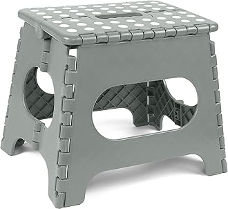 Utopia Home Folding Step Stool - (Pack of 1) Foot Stool 11 Inch Wide & 11 Inch Height - Holds Up to 300 lbs - Lightweight Plastic Foldable Step Stool for Kids, Kitchen, Bathroom & Etc. (Light Grey)