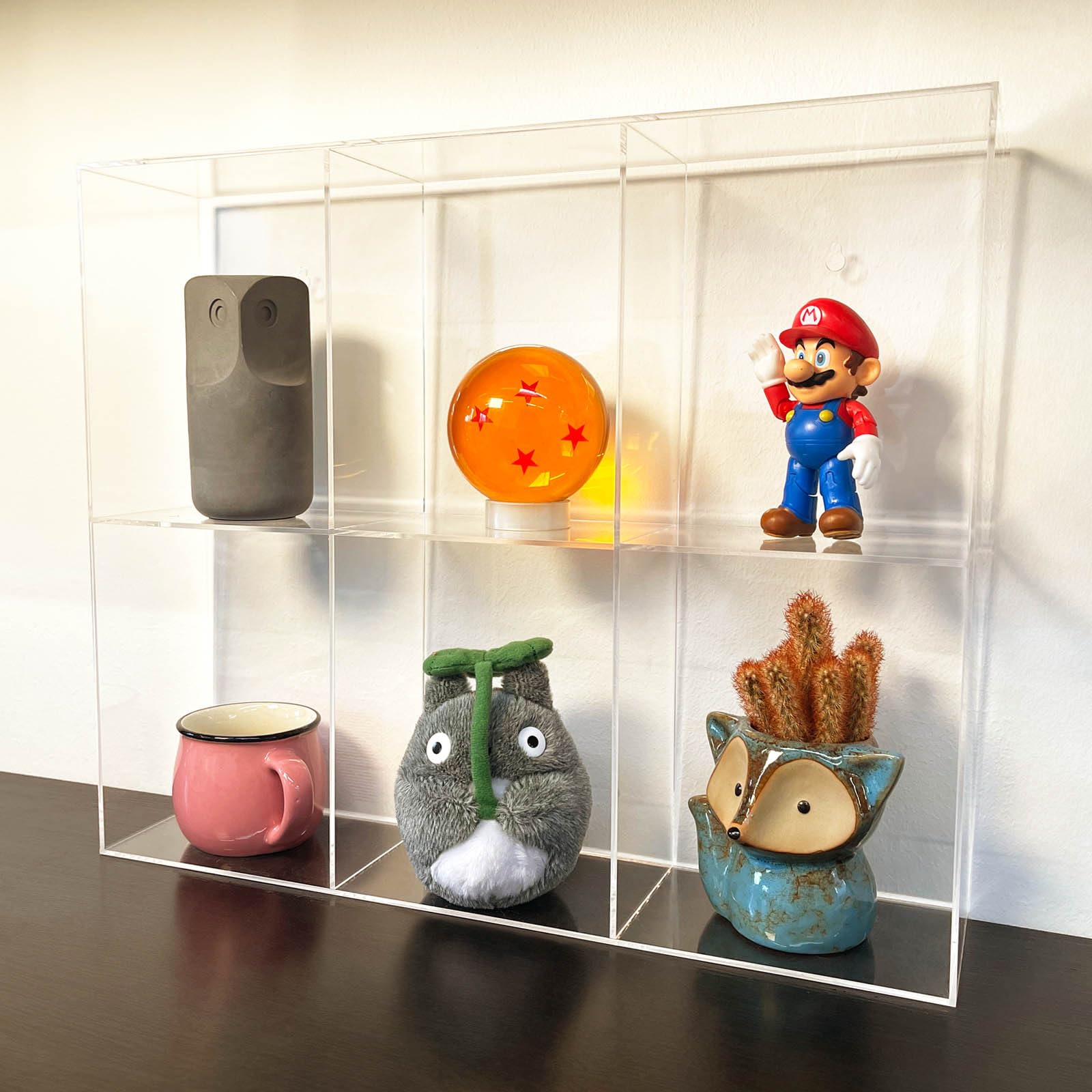 Pudełko ekspozycyjne ze szkła akrylowego kompatybilne z Funko POP! 10 cm figurki, półka ścienna na 6 figurek kolekcjonerskich