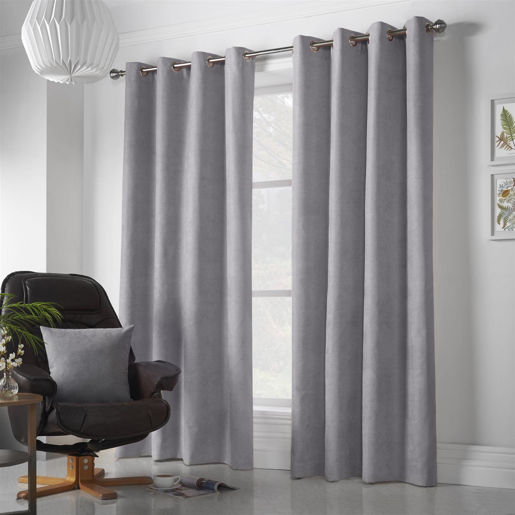 Alan Symonds Velvet Chenille Eyelet Room Darkening Curtains - Pair