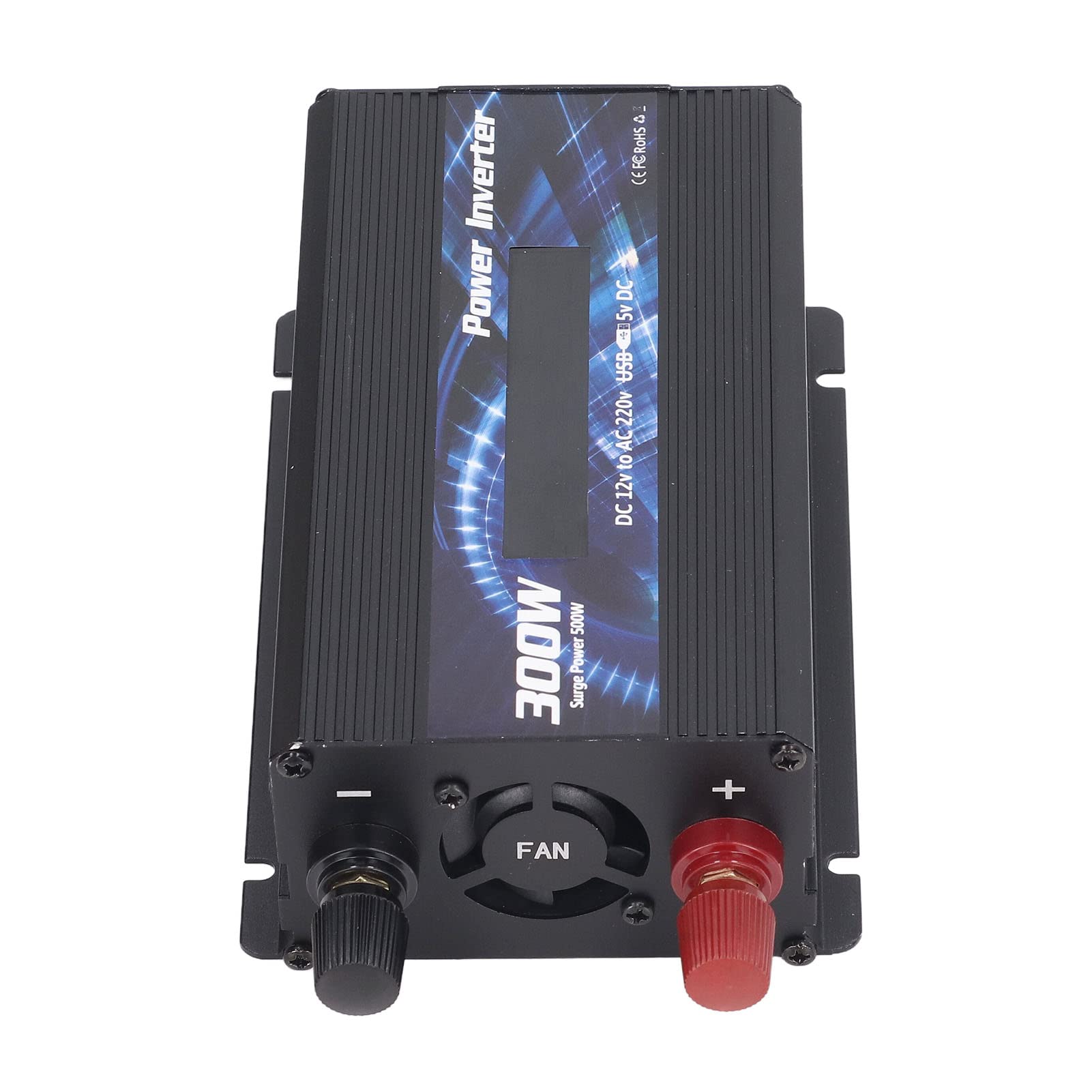Convertidor de Potencia para Coche de 300W, Cargador Inversor de CC a CA Compacto y Potente para Viajes, Camping, Uso de Aluminio (Negra)