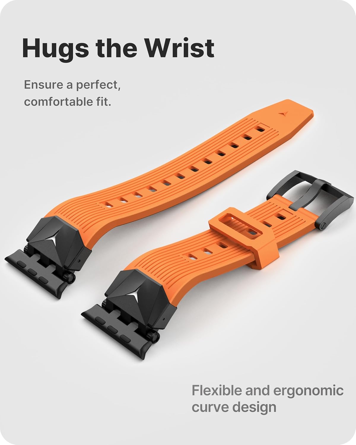 Fullmosa Bands Compatible with Apple Watch 44mm 45mm Series 9/8/7/6/5/4/SE3/SE2/SE, Rugged TPU iWatch Band with Bumper Case for Men, Orange+Black
