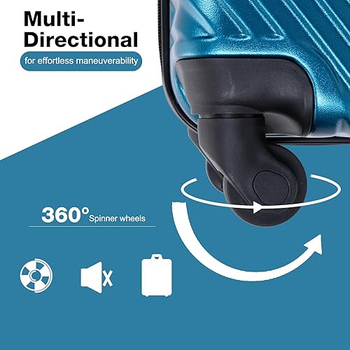 Vista 3 de Juego de maletas duraderas de viaje con ruedas giratorias TSA, equipaje de mano, juego de 3 piezas (20 pulgadas24 pulgadas28 pulgadas), A-azul