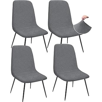 granbest jacquard thickened elastic dining chair covers low back chair cover for hotel banquet wedding party decoration set of 4 gray