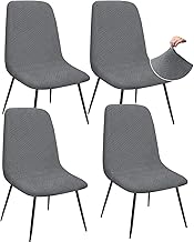 Granbest Jacquard Thickened Elastic Dining Chair Covers, Low Back Chair Slipcovers for Hotel, Banquet, Wedding, Party Decoration (Set of 4, Gray)