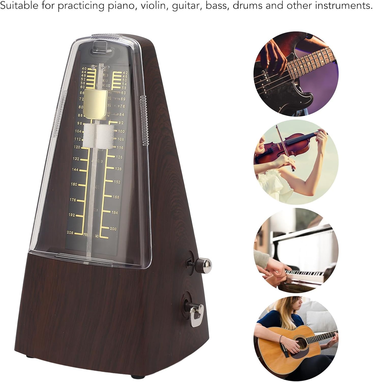 Mechanical Metronome, Universal 40 To 208 Bpm Metronome High Precision Track Beat for Piano Violin Guitar Bass Drums