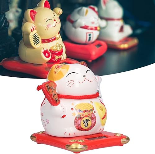 Miniatura 2 de Gato de la fortuna de la suerte de 4.5 pulgadas, adorno de gato de la suerte con brazo agitador de cerámica, gato de bienvenida, buena suerte,