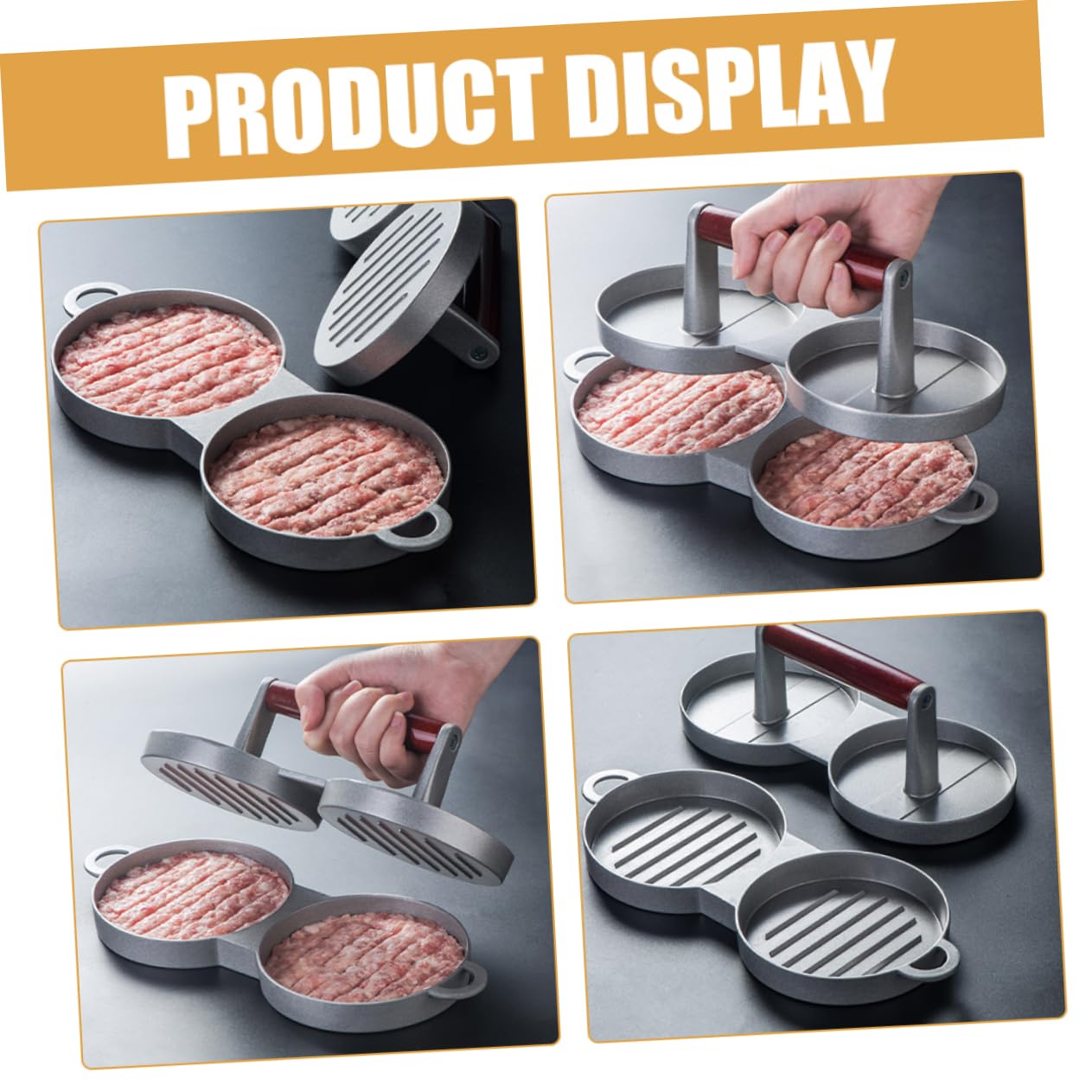Cabilock Prensa para Hamburguesas de Aleación de Aluminio, Plata | Molde para Prensar Carne, Uso Diy, Diseño Robusto y Fácil de Usar, Accesorio de Cocina