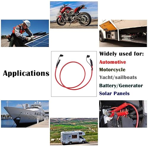 Miniatura 7 de iGreely Cable de extensión SAE 10AWG SAE a SAE de desconexión rápida, conector SAE, cable de extensión de panel solar para automóvil, batería de RV,
