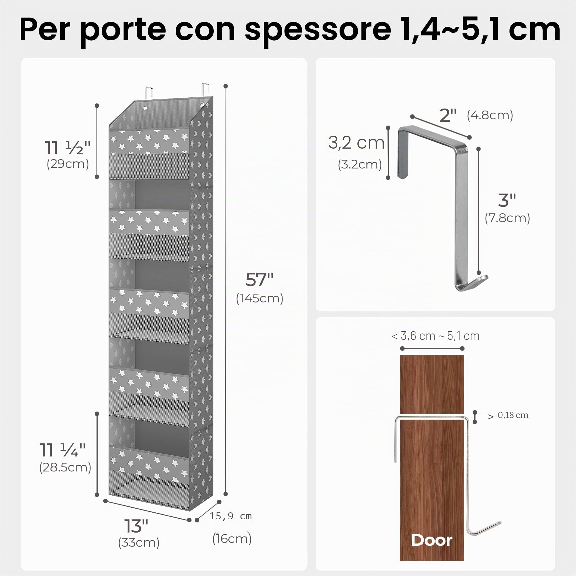 GRANNY SAYS Set di Portaoggetti da Appendere con 5 Tasche e Scatole Portaoggetti con Coperchio