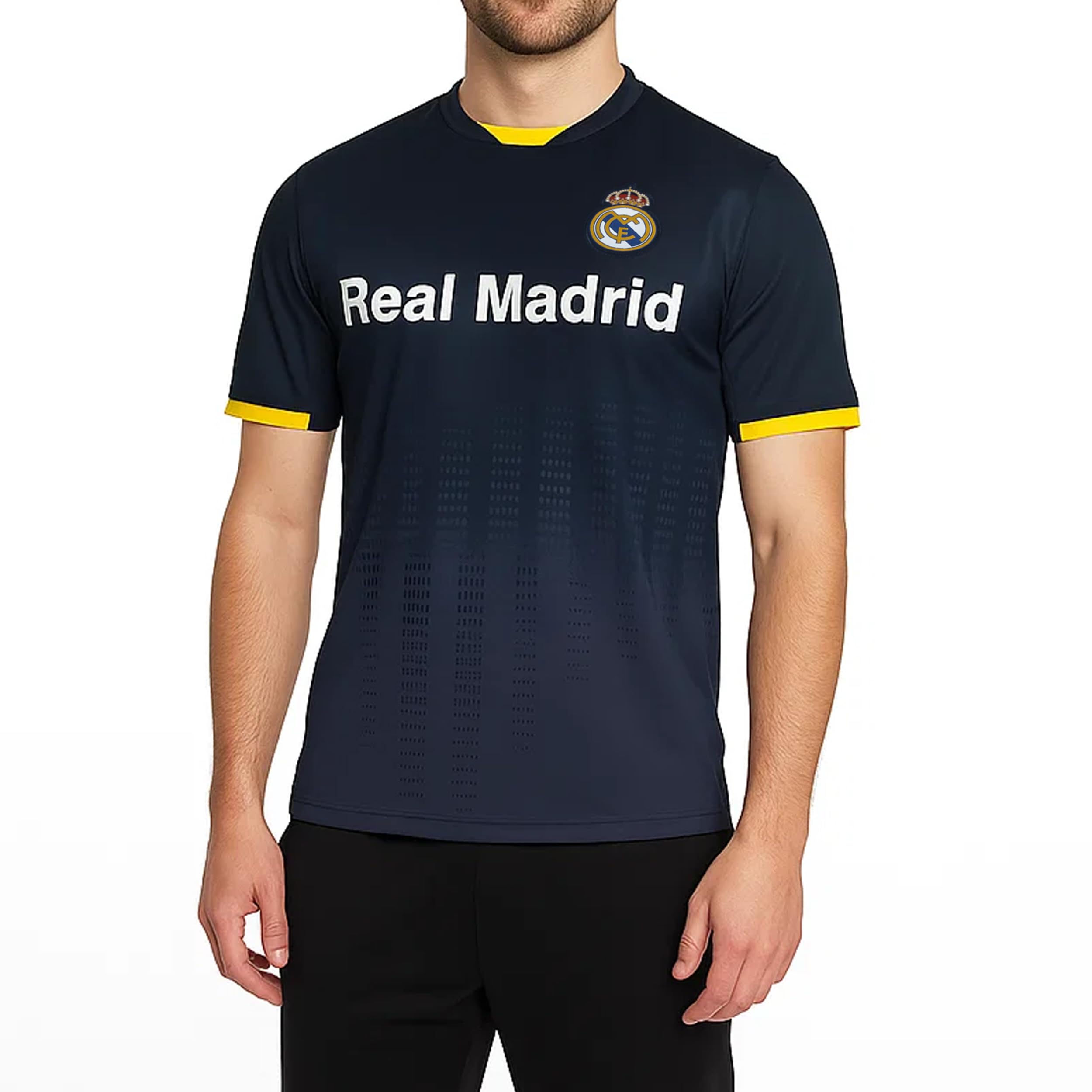 Men Compatible with Real Madrid Sublimation Logo Poly Soccer Jersey - White