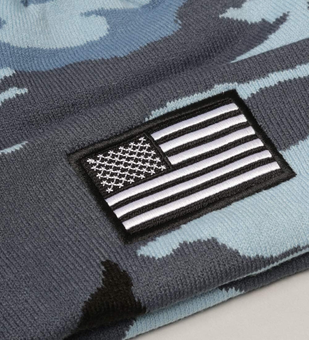 MIRMARU Men’s US American Flag Embroidered Folded Cuff Skull Beanie Cap – Comfortable Stretchy Warm and Cozy Winter Hat - Image 3