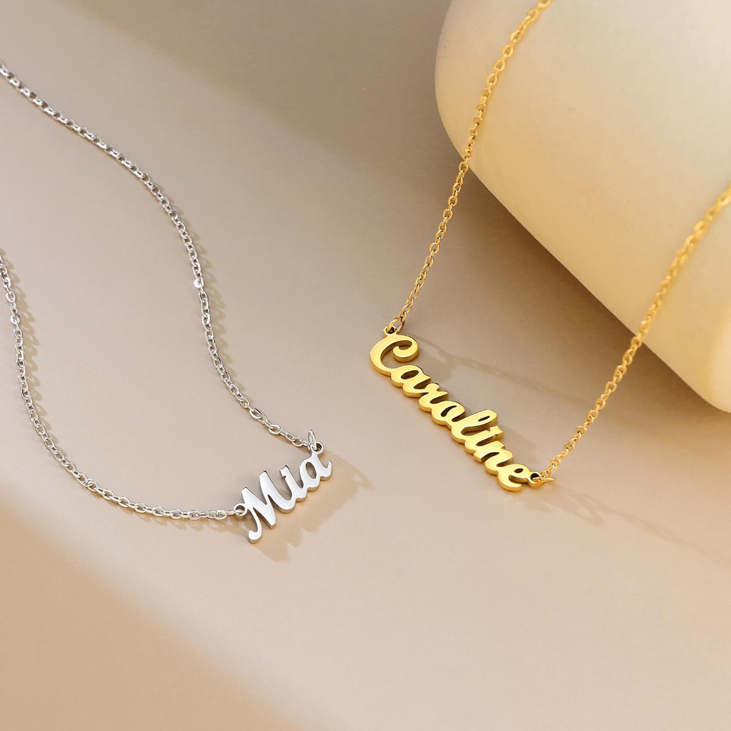 SANNYRA Name Necklace Personalized, 18K Gold Plated Silver-plated Customized Nameplate Necklaces Jewelry Gifts for Women - Image 3