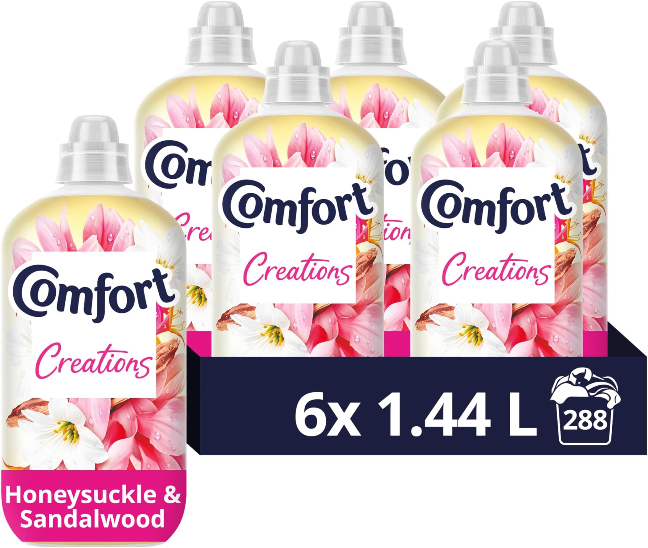 Creations Honeysuckle & Sandalwood Fabric Conditioner with Stay Fresh technology for 100 days of freshness + fragrance* 288 washes (6x 1.44 L)