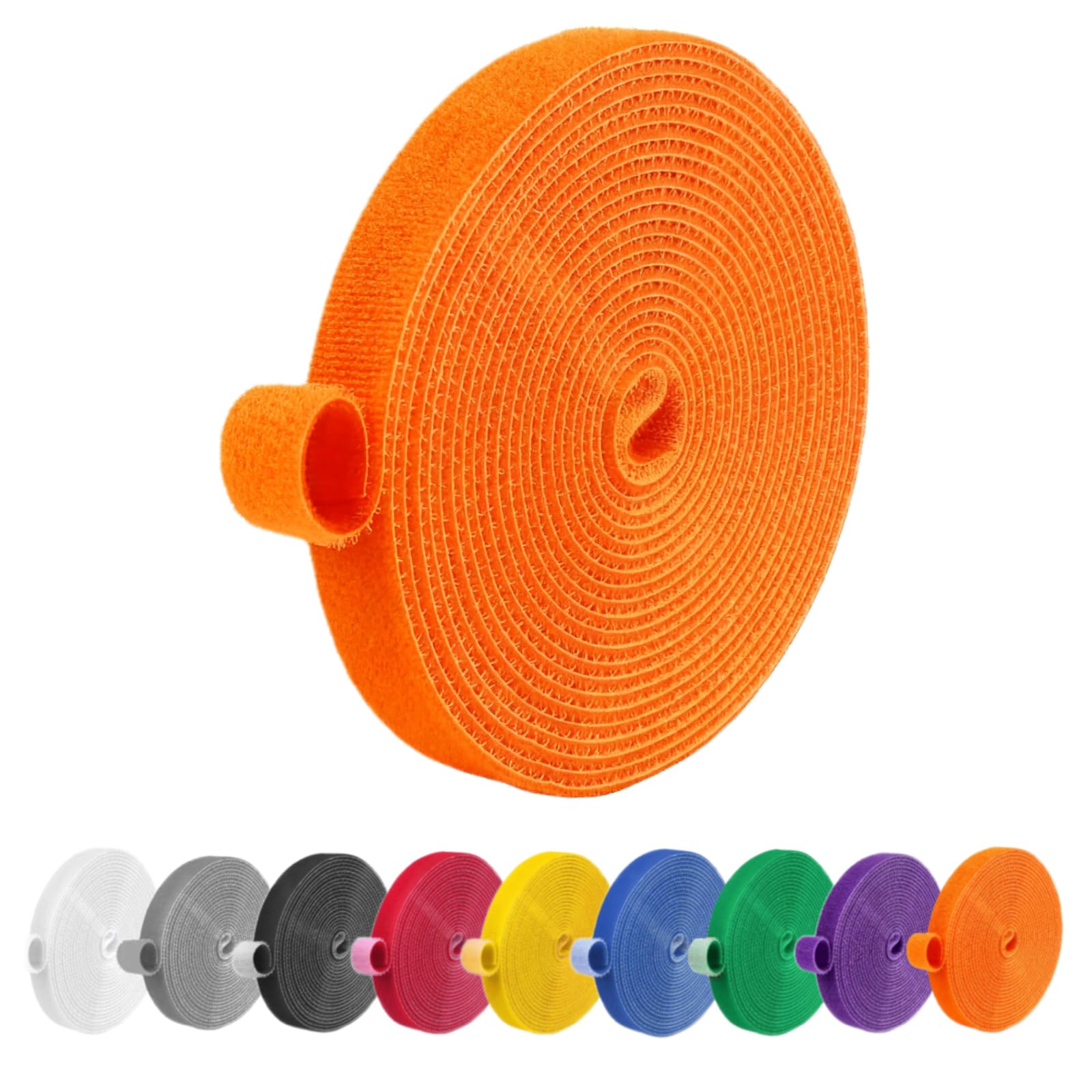 IFNOW 32FT Reusable Fastening Tape Cable Ties Double-Sided Hook-and-Loop Cable Management Tape Strength and Durability 0.4''/Width (1, Orange)