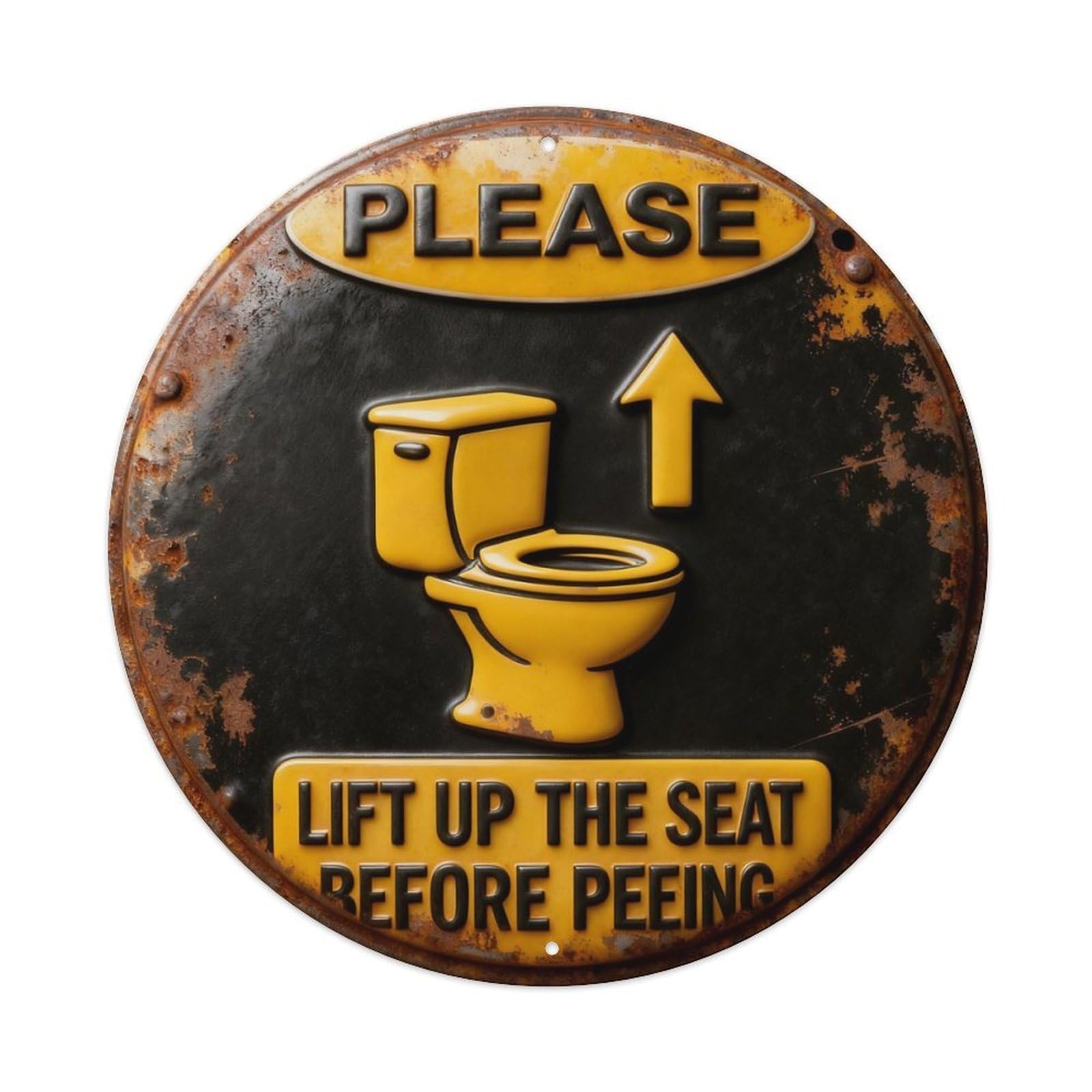 Please Lift Up Seat Before Peeing Round Metal Tin Sign Vintage Wall Decor, Bar Garage Cafe Kitchen Home Wall Art Poster 8x8inches