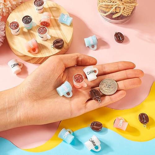 Miniatura 4 de Cheriswelry 24 dijes de taza de café, de resina de imitación, para alimentos, lindos colgantes de bebida, encantadores adornos colgantes de 17.5 a