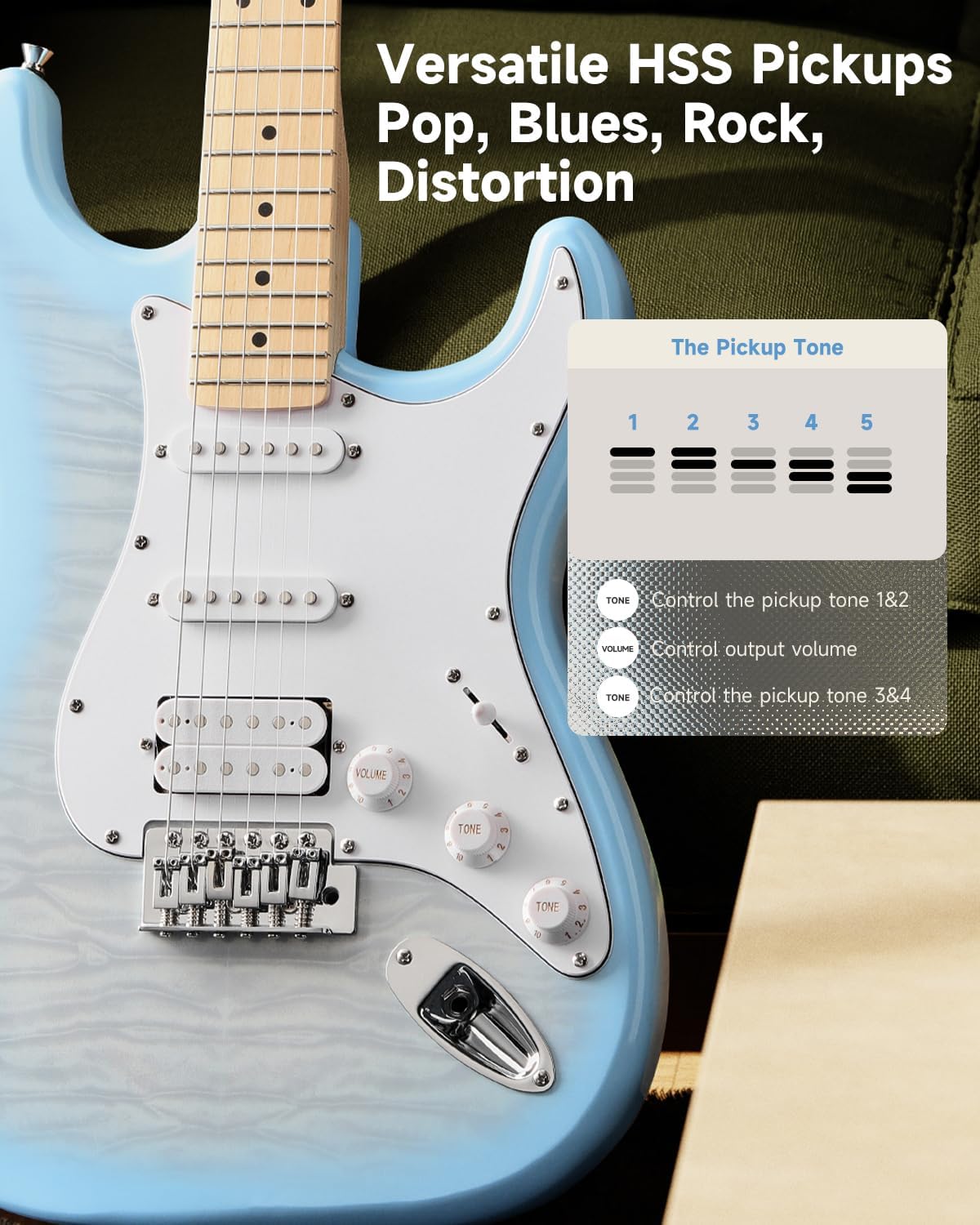 Donner DST-90 Electric Guitar, 39" Full Size Beginner Electric Guitar Kit with Amp, HSS Pickup, Gig Bag, Tuner, Capo, Strap, Strings, Cable, Picks, Plumbago Burst