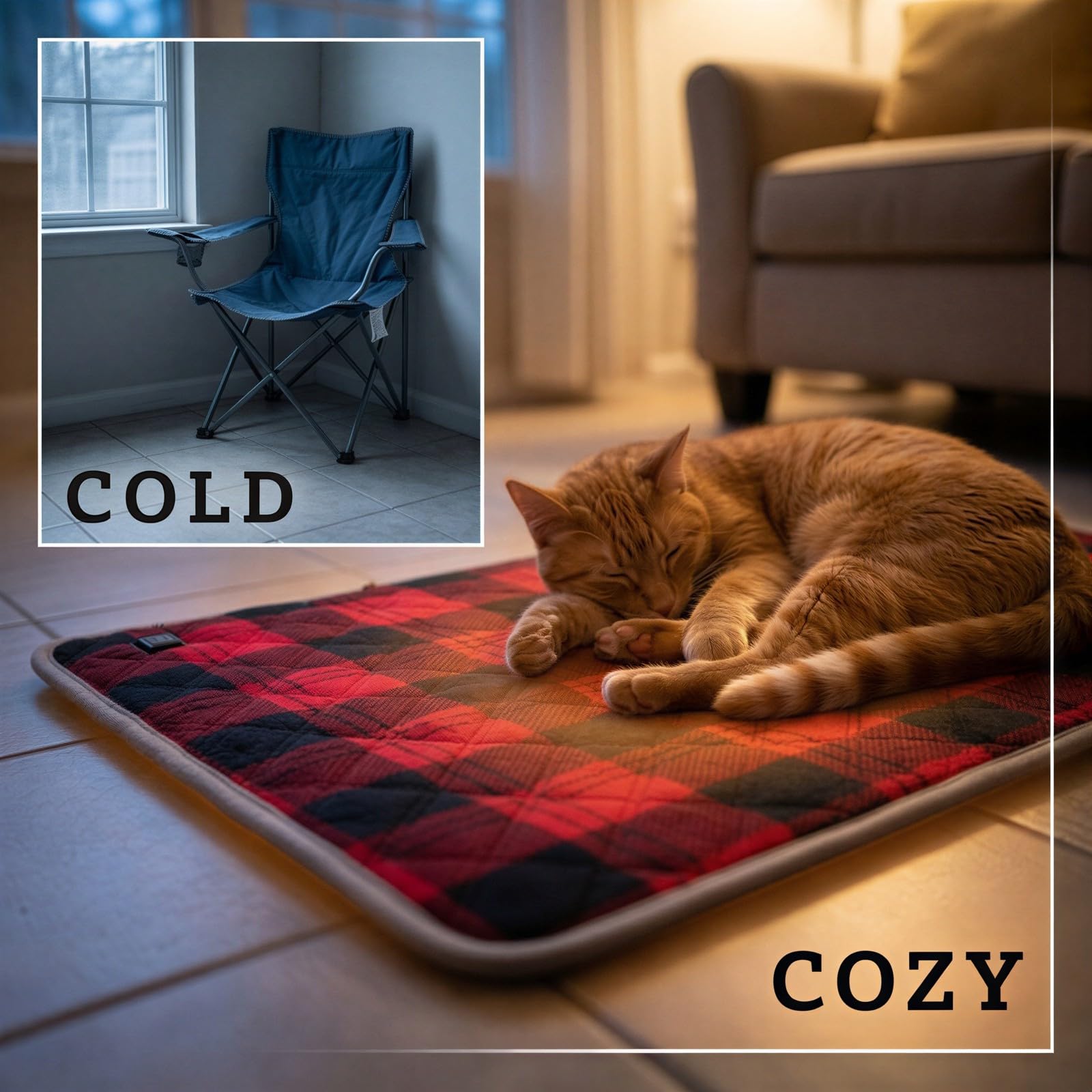 Cuscino riscaldato USB, 89,9 x 45 cm, motivo scozzese, con 4 zone di riscaldamento, 3 impostazioni di temperatura, per sedia da ufficio, auto, animali domestici, campeggio, uso esterno