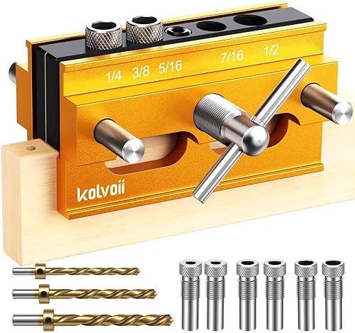 Kolvoii Plantilla de clavija autocentrante, kit de plantilla de clavija de ancho ajustable para agujeros rectos, herramientas de carpintería de