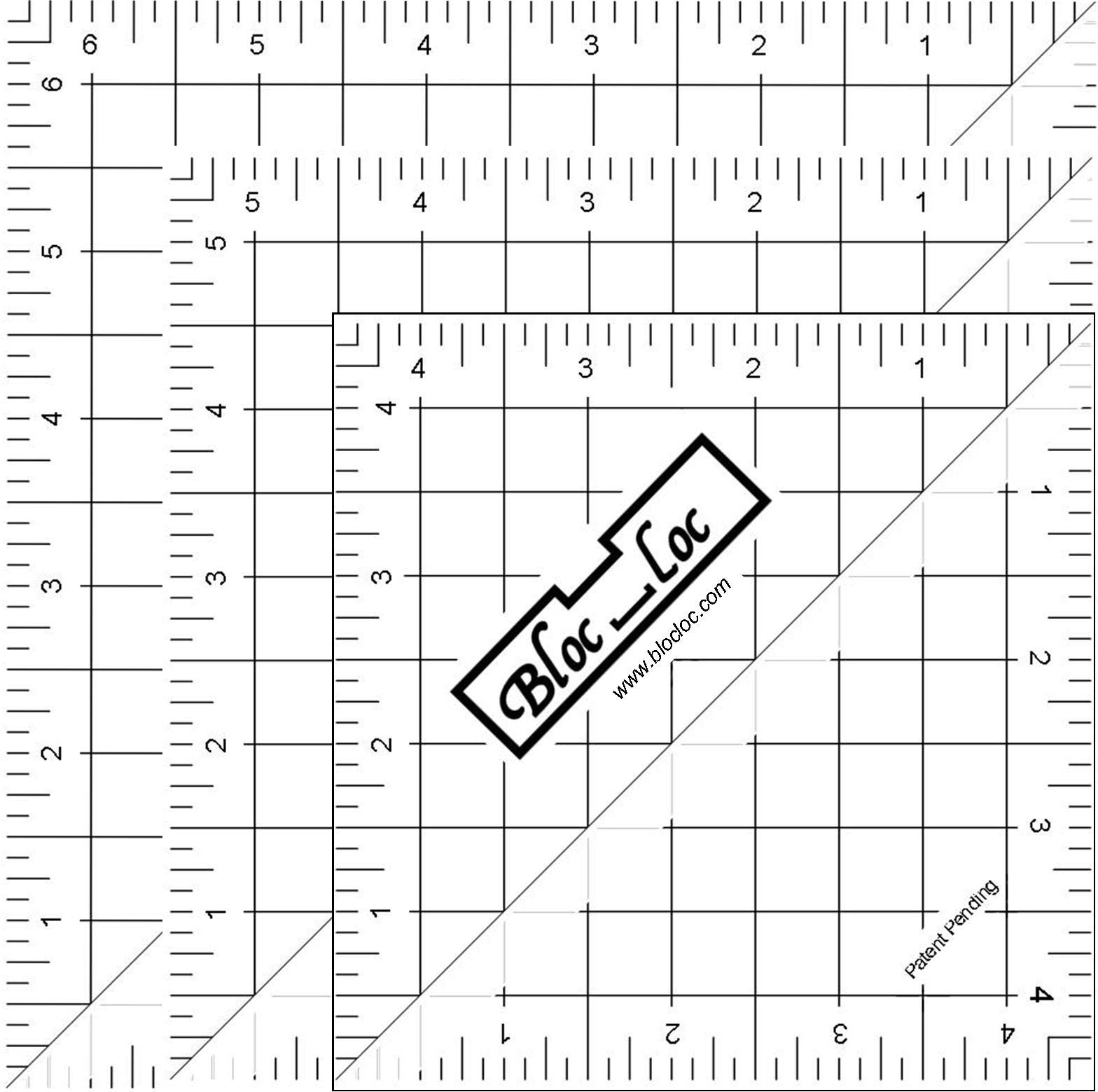 Buy Bloc Loc HalfSquare Triangle Quilting Ruler Set 5 Contains 41/2", 51/2", 61/2" Square