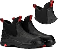 Vista 1 de ROCKROOSTER Bakken Botas Chelsea negras de 6 pulgadas para hombre, botas de trabajo impermeables antideslizantes con clasificación EH AK303-punta