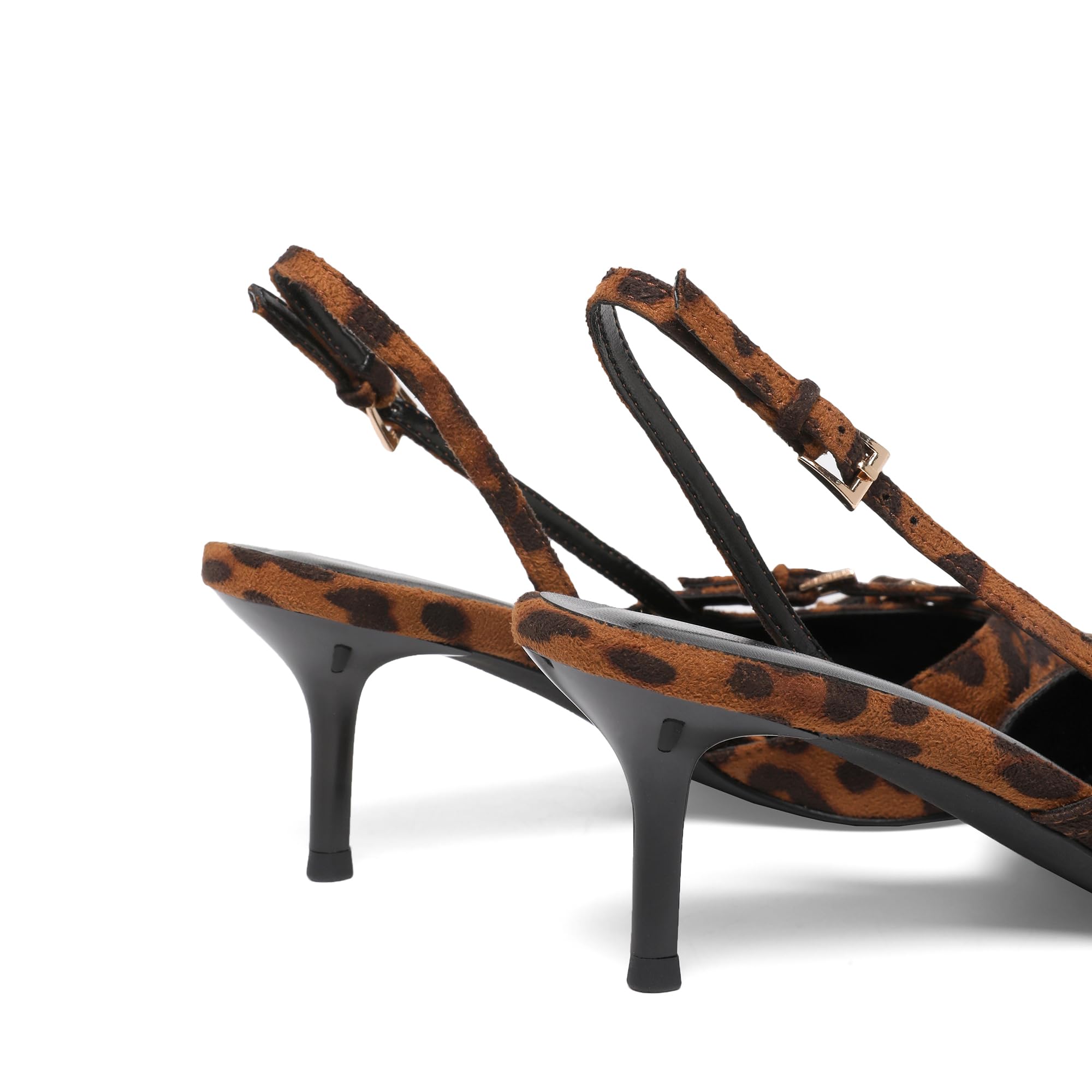 Riekhany Heeled Slingback Kitten Heels for Women Closed Pointed Toe Pumps with Buckles