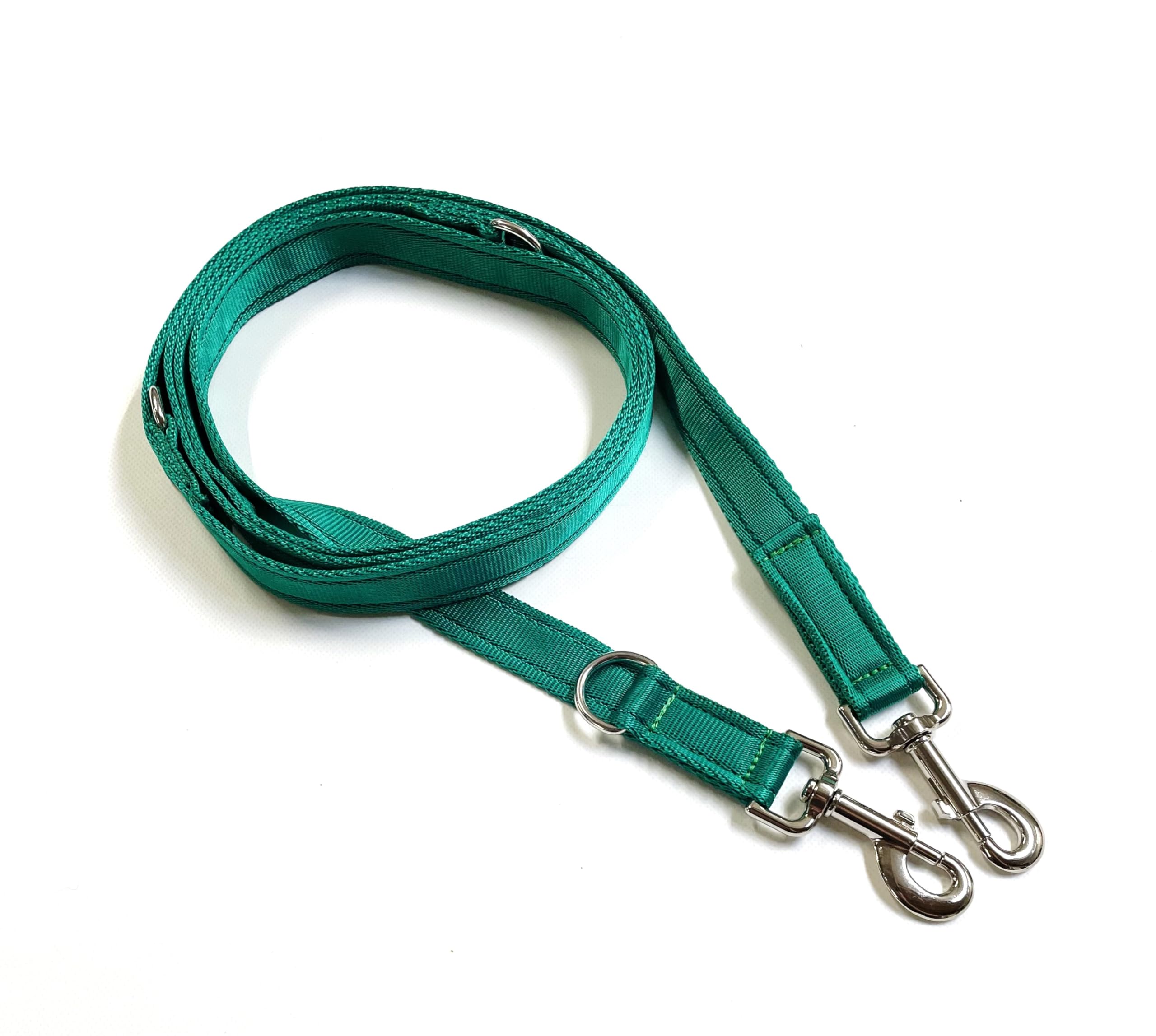 25mm Police Style Dog Training Leads Obedience Control Leash Multi-Functional Double Ended In Cushioned Webbing (Emerald Green, 11ft (3.3m) Long) โ image 1