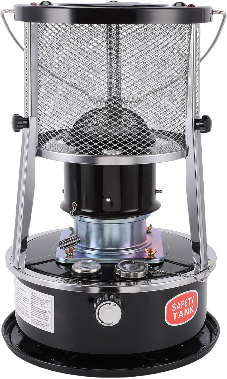 Zerodis Kerosene Heater 2.6KW Indoor Kerosene Stove Heater Adjustable Height Stable Base With Funnel Siphon Pump Gloves For Indoor Outdoor Camping Tent Porch Patio Portable