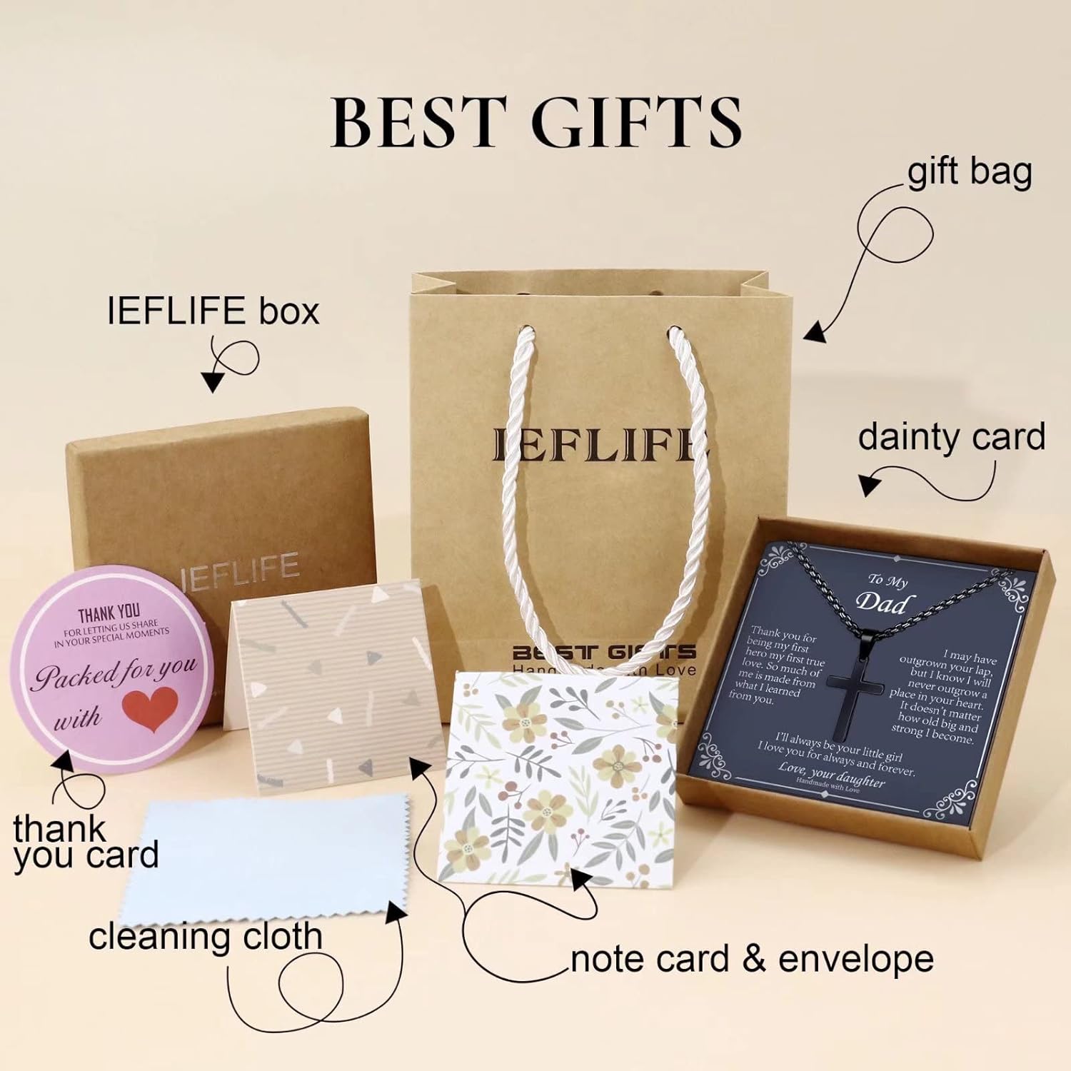 IEFLIFE Cross Necklaces Gifts for Men, Silver/Black/Gold Cross Necklace Box Chain Necklace for Men, Fathers Day Christmas Religious Baptism Christian Gift for Dad Son Boyfriend Husband Step Dad - Image 7