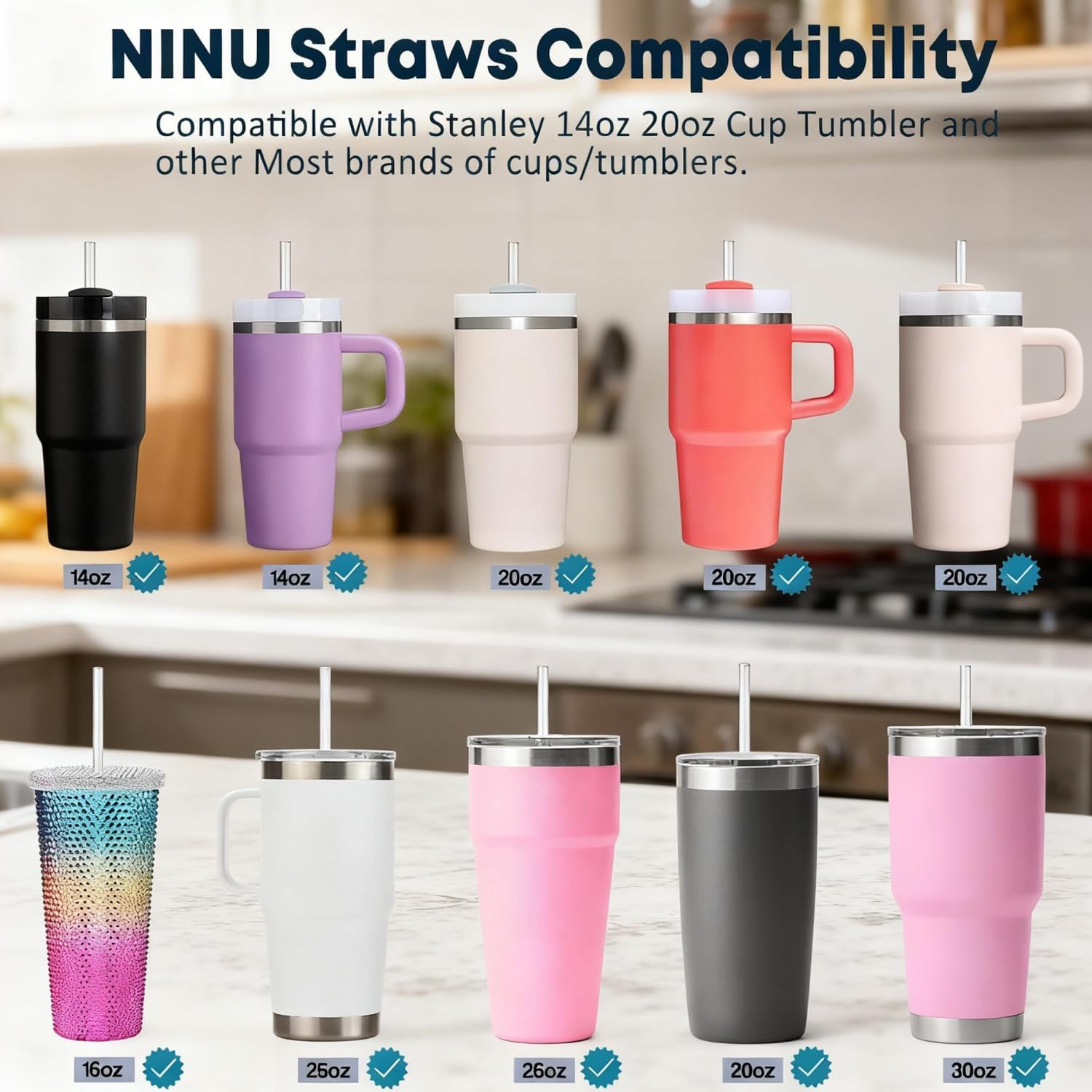 6-Pack Replacement Clear Straws for Stanley 20oz 14oz Tumbler, 8.85 inch Plastic Reusable Straws for Yeti 30oz 25 oz 26 oz 20 oz Tumbler, Food Grade Tritan Straw for Mason Jar 16oz Venti Cup