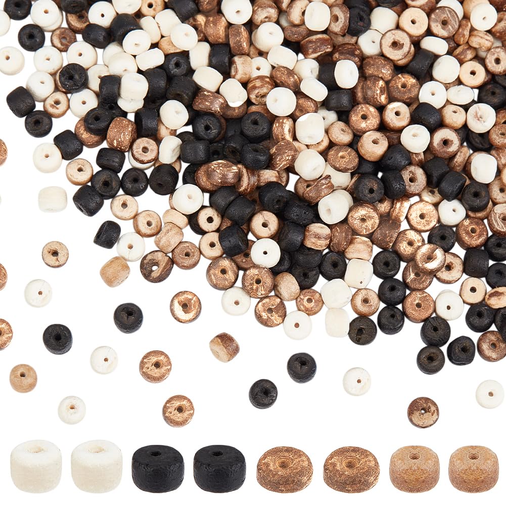 Perles de noix de coco pour fabrication de bracelets et boucles d'oreilles créatives 5mm